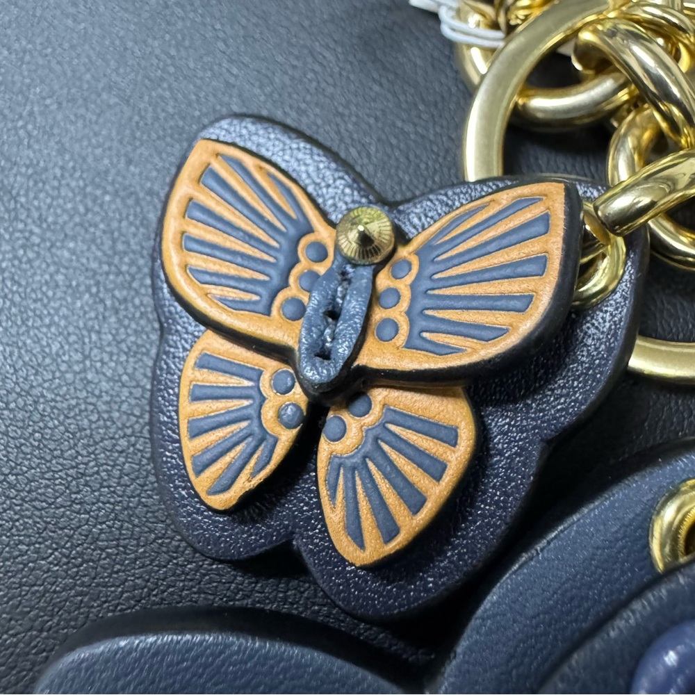 Coach $150 NWT Butterfly Cluster Bag Purse Charm C8224 Gold/Denim Multi - Picture 5 of 8